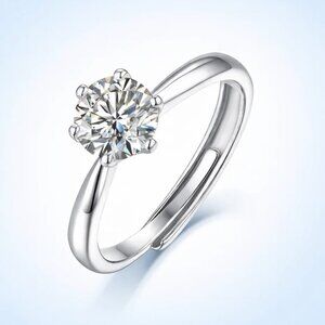 1CT Moissanite Engagement Ring 925 Sterling Silver GRA. Passes Diamond Test